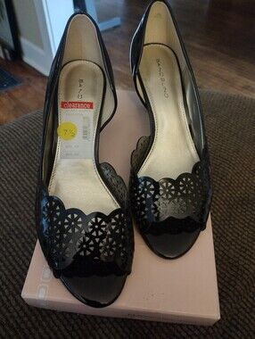 Bandolino Black Laser-Cut Peep-Toe Heels